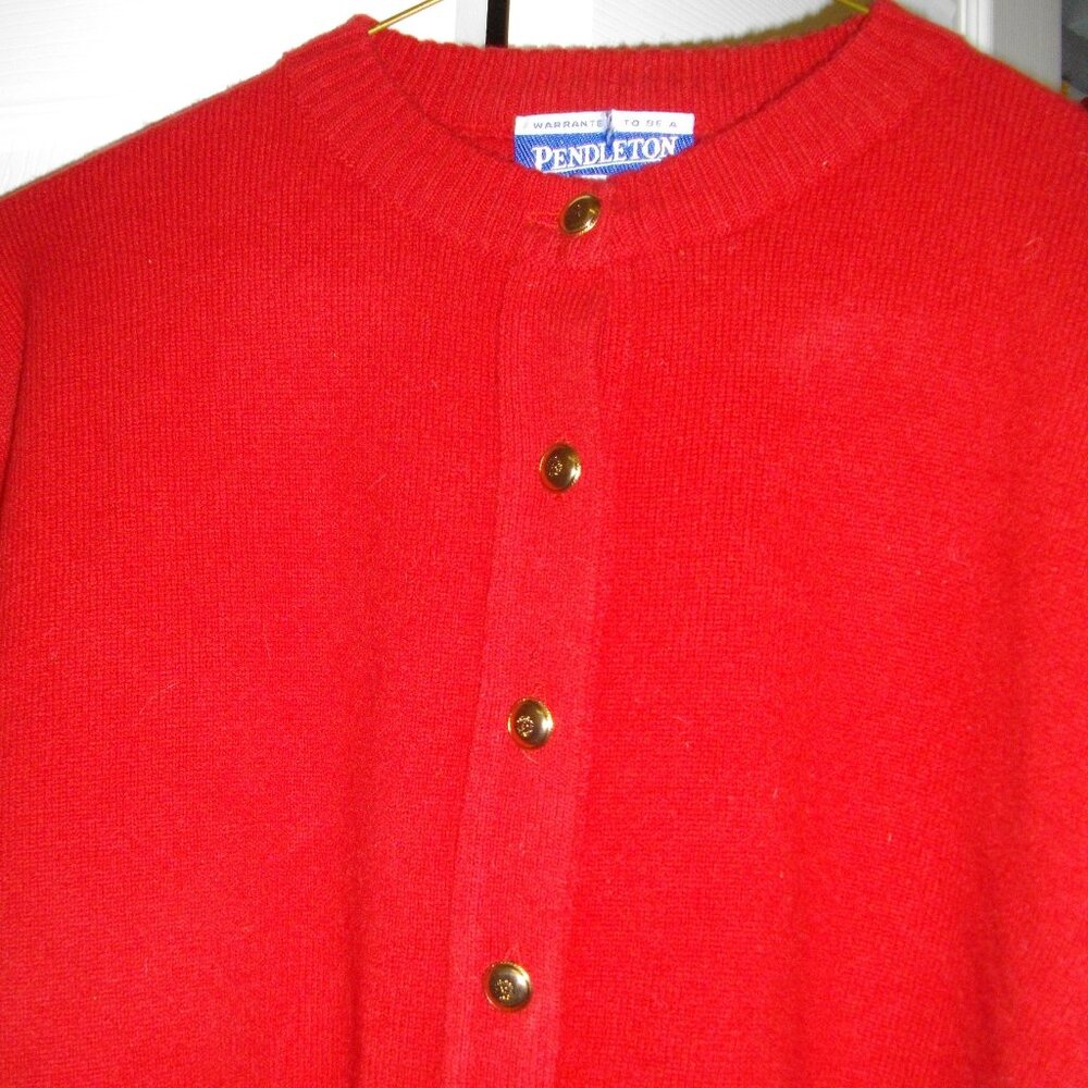 Pendleton Women's Red Button Up 100% Wool Cardiga… - image 2